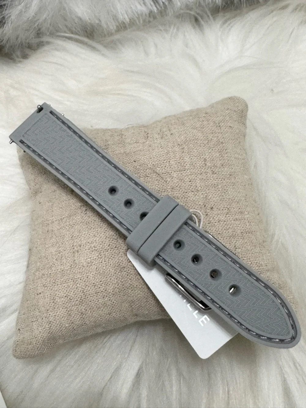 NEW wTags Michele 18MM Silicone Watch Band in Silver Grey - Picture 2 of 7